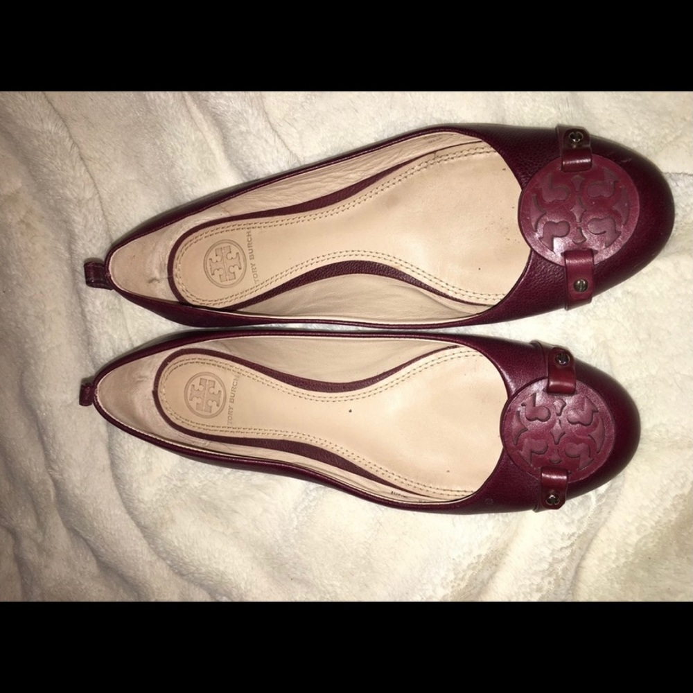 Tory Burch Miller flats 7.5 with box burgundy